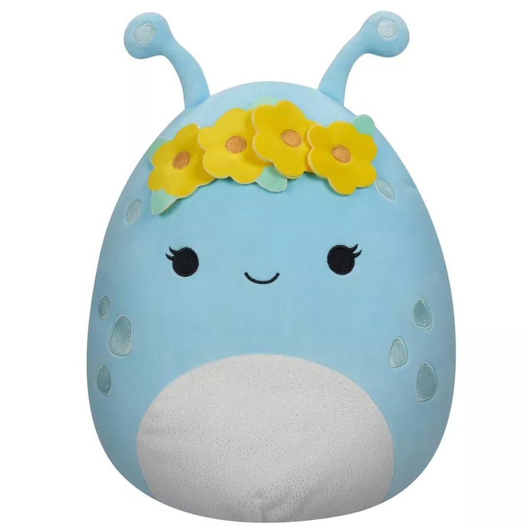 Peluche Squishmallows 11" - Neelu Pastel Blue Alien with Flower Crown