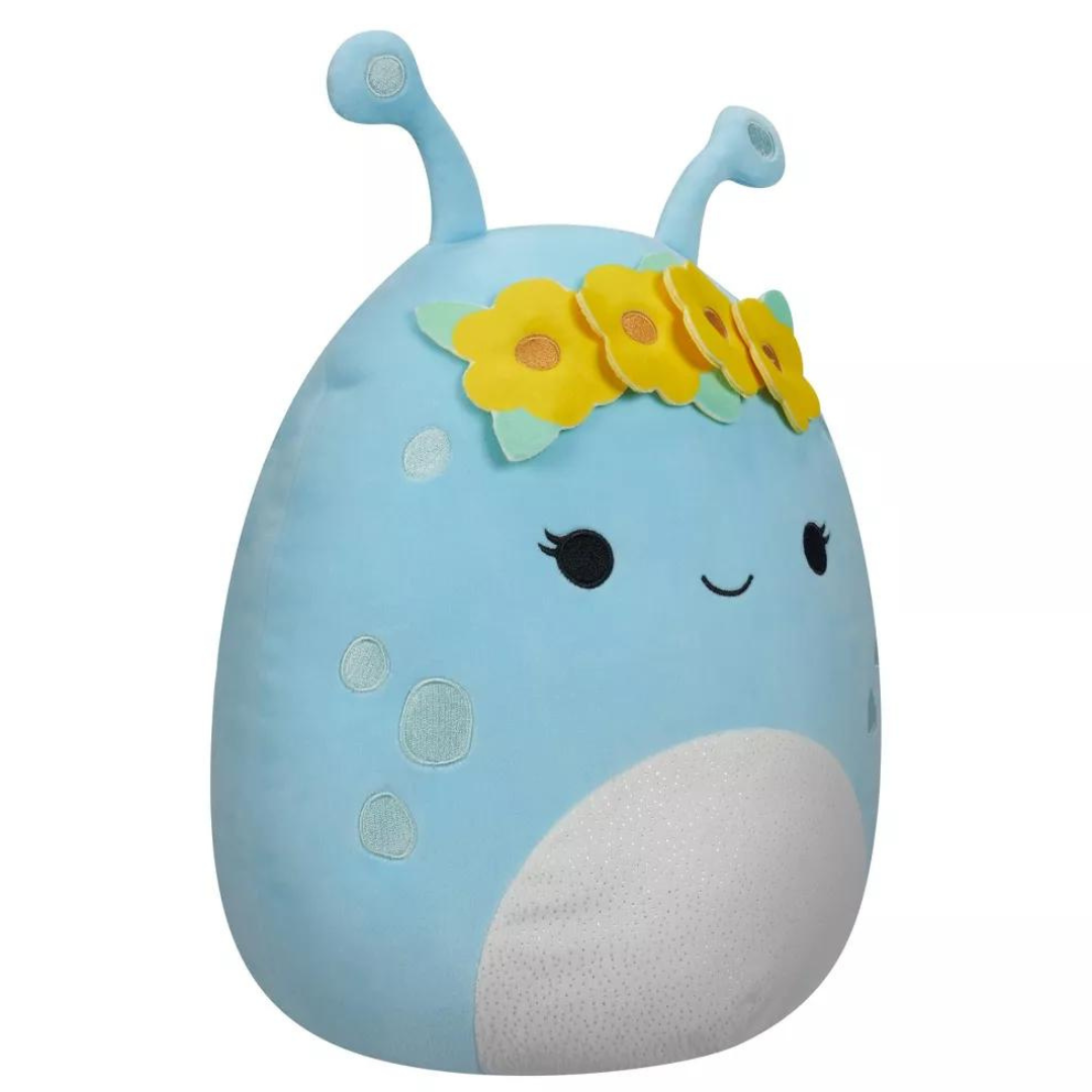 Peluche Squishmallows 11" - Neelu Pastel Blue Alien with Flower Crown