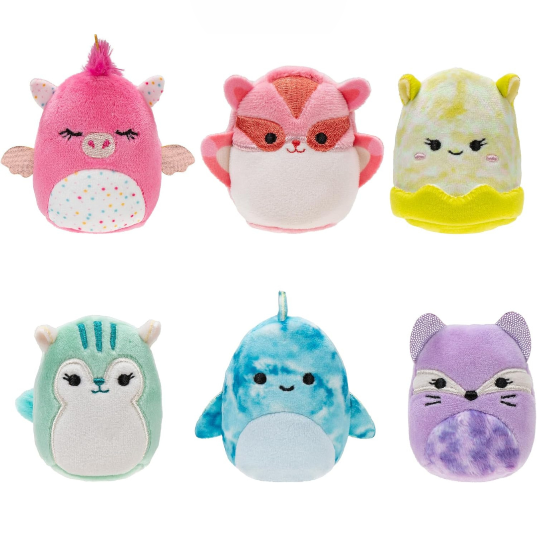 Squishville By Squishmallows Cute & Colorful Squad - Peluche de 2.0 in paquete de 6