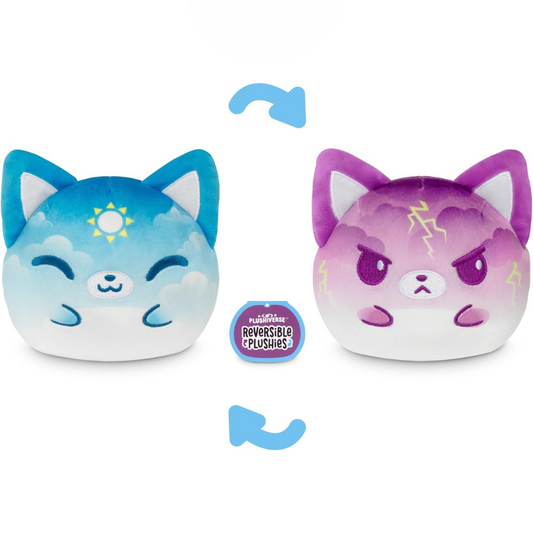 TeeTurtle Peluche Reversible  - 4 Pulgadas Cute Kawaii Purple Storm and Blue Skies Fox