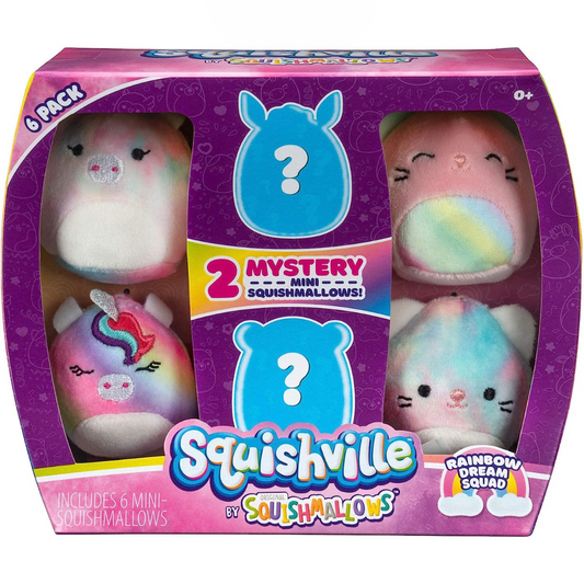 Squishville By Squishmallows Rainbow Dream Squad - Peluche de 2.0 in paquete de 6