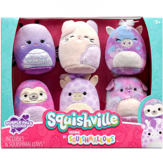 Squishville By Squishmallows Purple Pals Squad - Peluche de 2.0 in paquete de 6