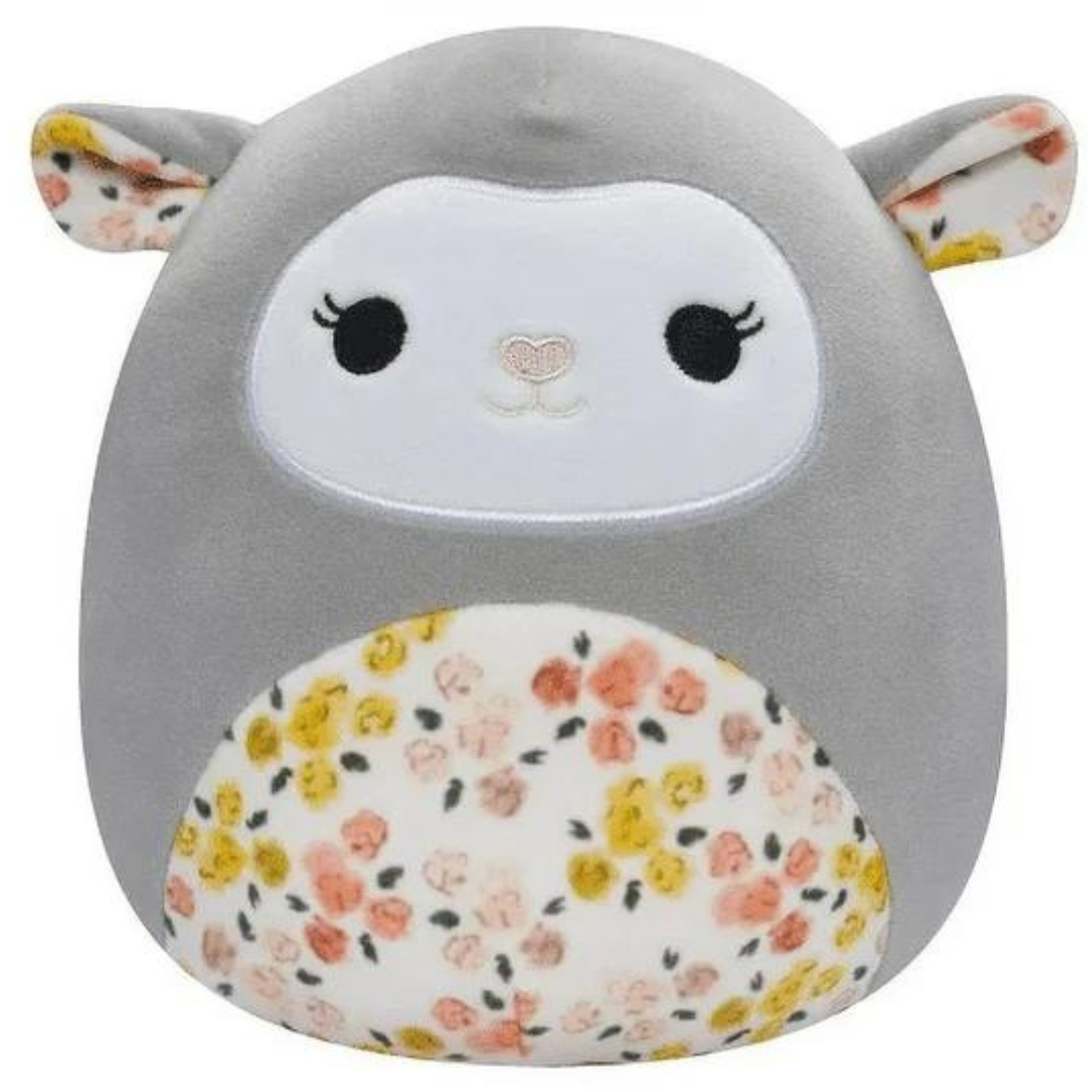 Peluche Squishmallows 5" - Elea the Grey Lamb with Floral Belly