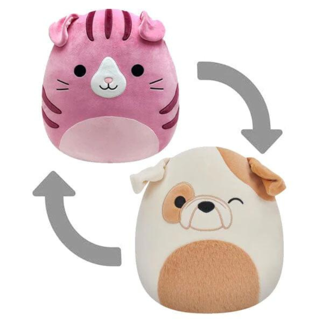 Squishmallows 8" - Flip-a-Mallows Geraldine The Scottish Fold Cat & Brock The Bulldog