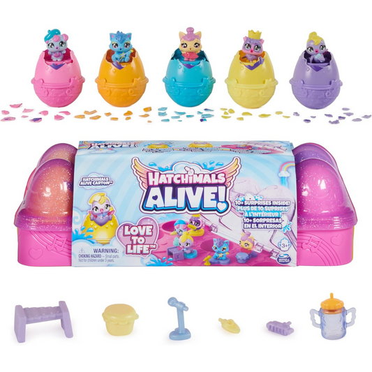 Hatchimals Alive - Set de cartón de huevos con 5 mini figuras  + 11 accesorios