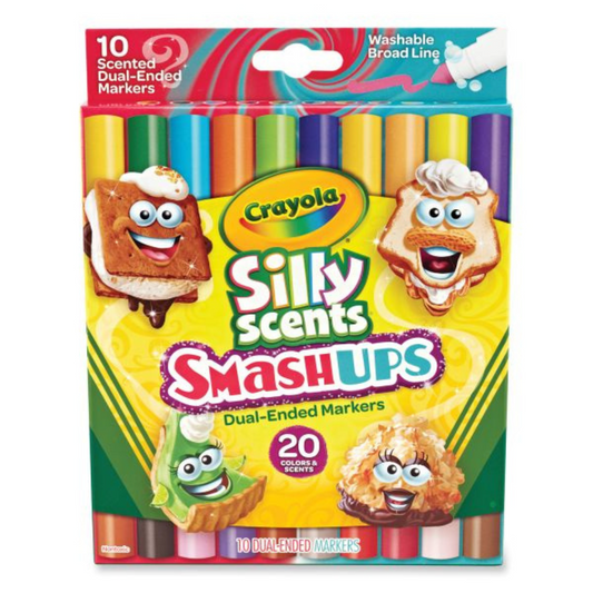 Crayola - 10 Plumones Silly Scents Smash Up de doble punta ancha