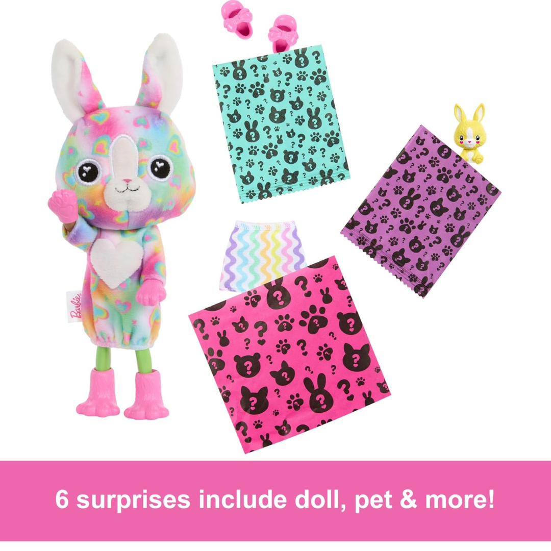 Barbie Chelsea Cutie Reveal - Serie Color Dream en disfraz de animal de felpa con 6 sorpresas