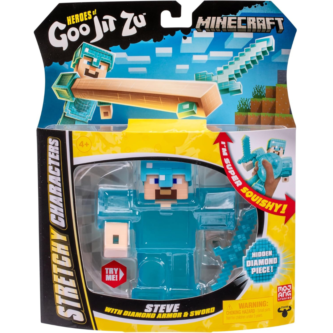 Heroes of Goo Jit Zu Mini Pack Stretchy - Steve with Armour and Sword MInecraft