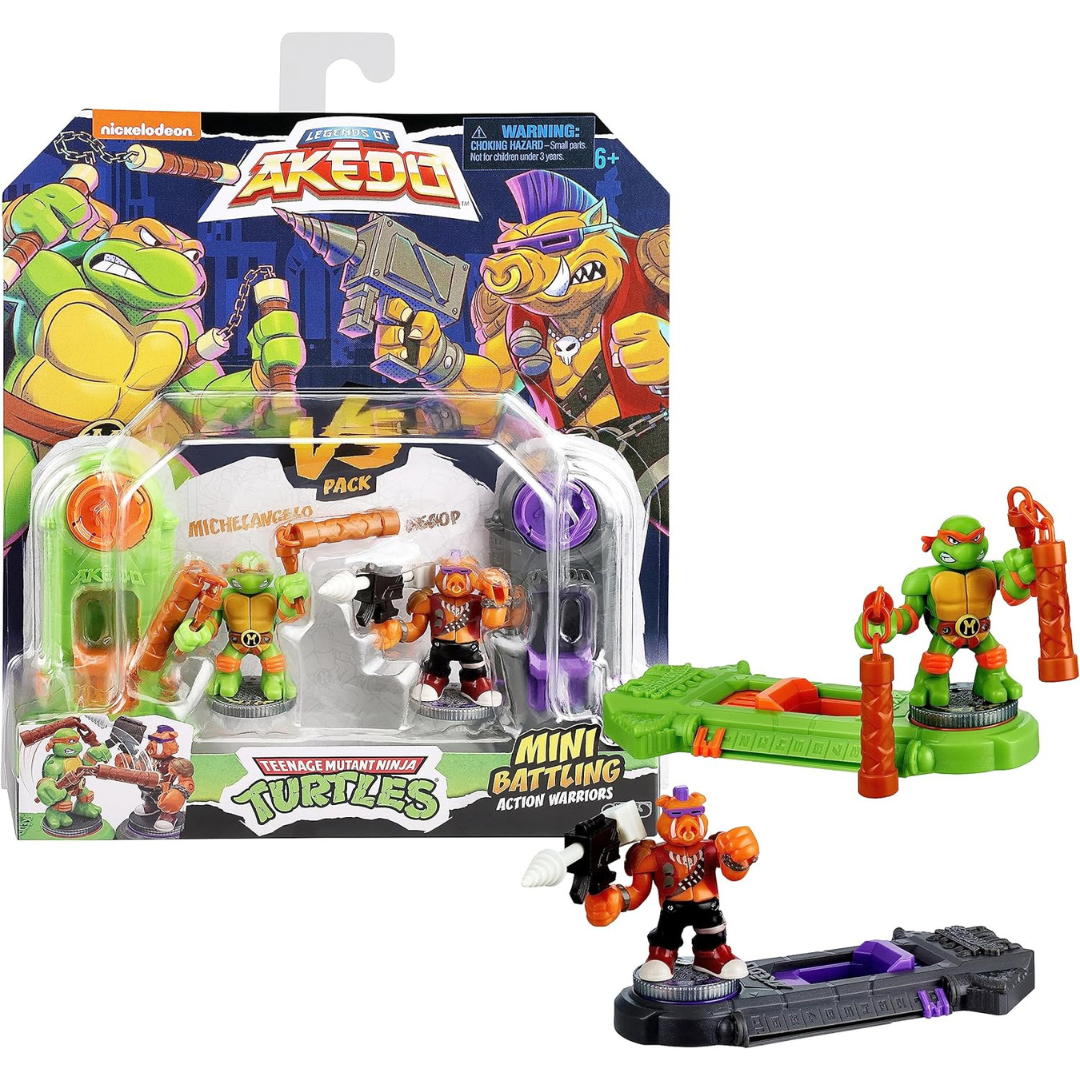 Legends of Akedo Teenage Mutant Ninja Turtles. Mini Battling Warriors Versus Pack Michelangelo Vs Bebop