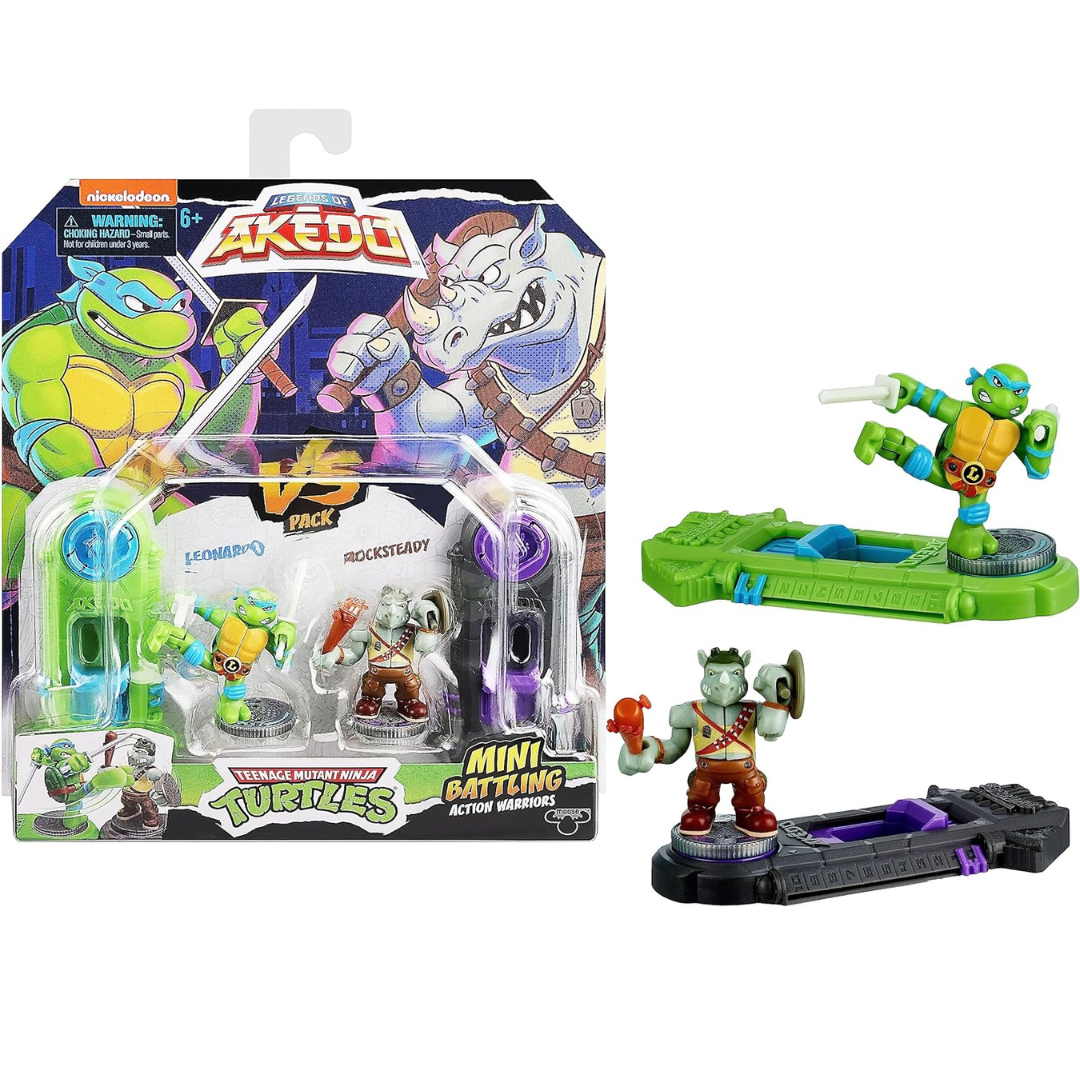 Legends of Akedo Teenage Mutant Ninja Turtles. Mini Battling Warriors Versus Pack Leonardo Vs Rocksteady S