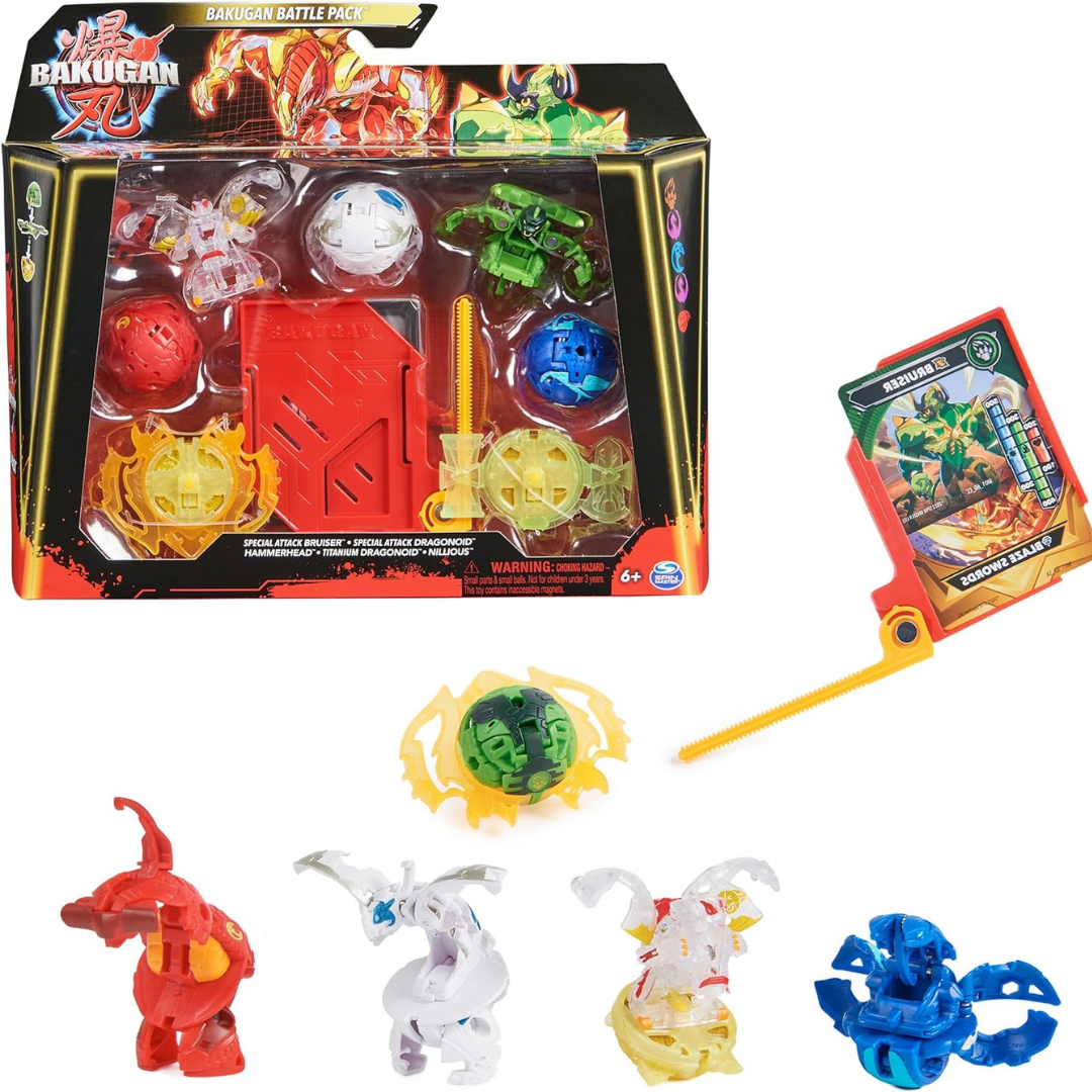 Bakugan Battle - Paquete de 5 unidades (Special Attack Bruiser, Special Attack Dragonoid, Hammerhead, Titanium Dragonoid & Nillious)