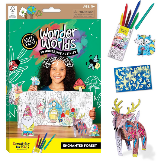 Creativity for Kids Wonder Worlds - Kit de manualidades para colorear 3D Enchanted Forest